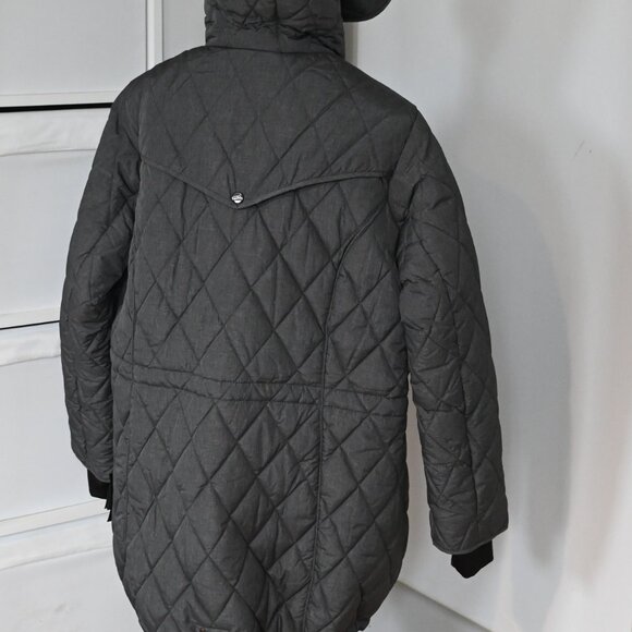 Steve Madden Quilted Charcoal Sz 1X Mid-Length Women’s Winter Puffer Parka Coat - Picture 8 of 11